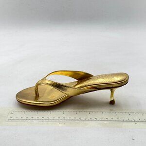 Gold Metallic Thong Kitten Heel Sandal - Pazzo